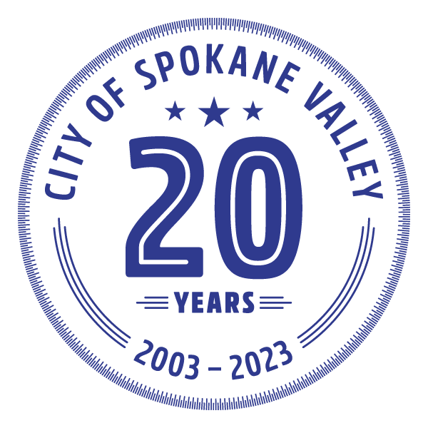 City of Spokane Valley 20th Anniversary Logo Round 20 blue seal
