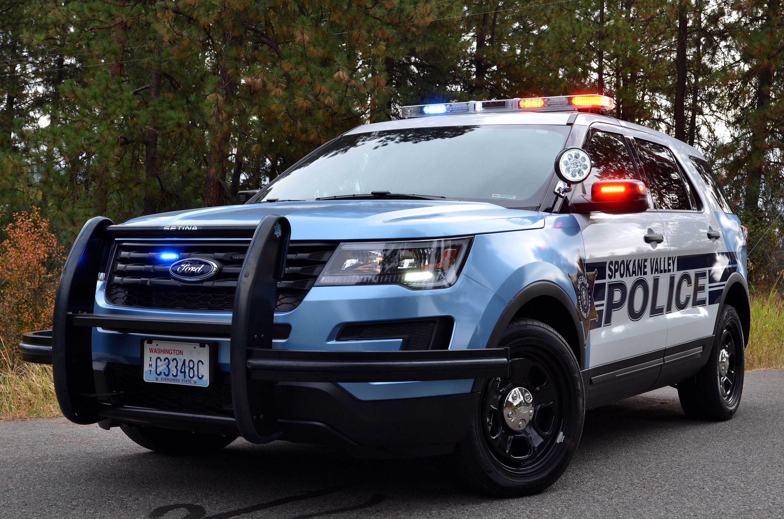 Spokane Valley Police Car with Emergency Lights